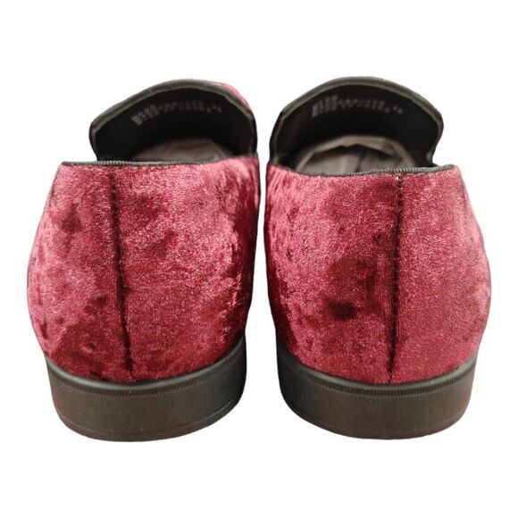 MEN'S AMALI HAUSER2 BURGUNDY CRUSHED VELVET SLIP ON DRESS SHOE SIZE 14D. - Picture 5 of 7